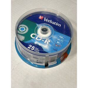 verbatim 25 pack CD R discs 700 MB 80 MIN 52X colored